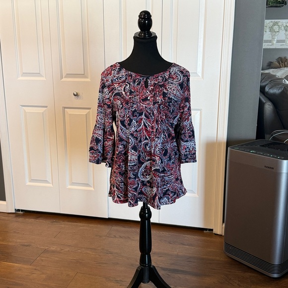 Roz & Ali Red and Black Paisley Blouse - Picture 7 of 10